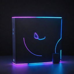 A PlayStation 5 console reconfigured in electropunk style, glowing with vibrant neon light accents, encompassed by electric-charged interfaces and energy emitting auras, without compromising its gaming prowess.