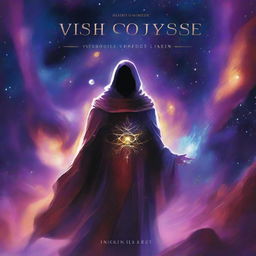 The cover of 'Wish Odyssey' features a mesmerizing cosmic landscape with swirling galaxies and vibrant nebulas, transitioning from deep purples and blues to shimmering golds