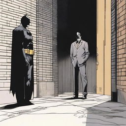 A detailed depiction of Batman's origins, showing a young Bruce Wayne witnessing the tragic death of his parents in a dark alley