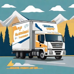 Create an image of a truck with the text 'Angga Mandiri Transport' on its side