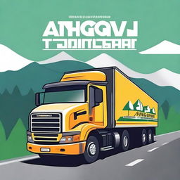 Create an image of a truck with the text 'Angga Mandiri Transport' on its side