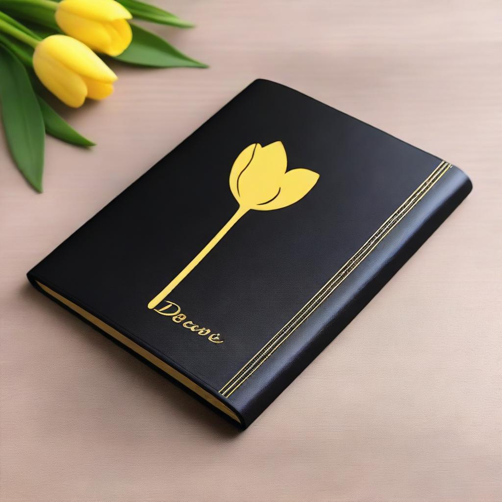 Create a black book cover in portrait orientation, sized A5