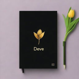 Create a black book cover in portrait orientation, sized A5