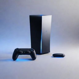 Envisioning the future PlayStation 6, boasting advanced technology with sleek design, immersive holographic displays, streamlined high-speed processing, and an overall futuristic gaming environment.