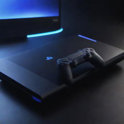 Envisioning the future PlayStation 6, boasting advanced technology with sleek design, immersive holographic displays, streamlined high-speed processing, and an overall futuristic gaming environment.