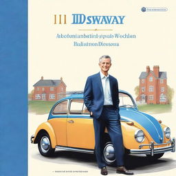 A detailed illustration of Herbert Diess's journey from humble beginnings to leading the Volkswagen Group to success