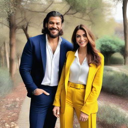 A vibrant Instagram-style photograph featuring Can Yaman and Lara Tronti