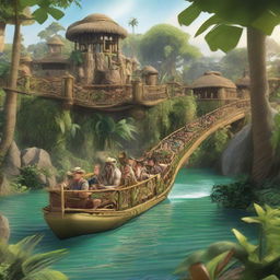 An exciting image of a Jungle Cruise-themed roller coaster