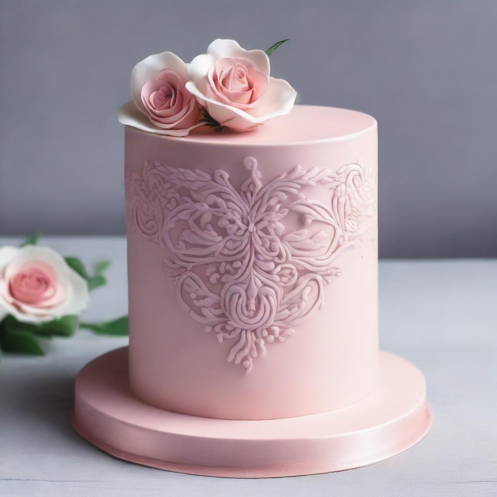 A delicate and elegant cake design in a single color shade, perfect for an anniversary