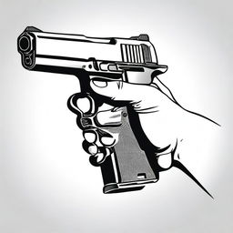 A detailed illustration of a hand holding a pistol