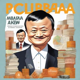 A comprehensive illustration showing Jack Ma's transformation from an English teacher to a commerce magnate with Alibaba