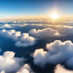 A breathtaking view of fluffy white clouds from above, as seen from an airplane window