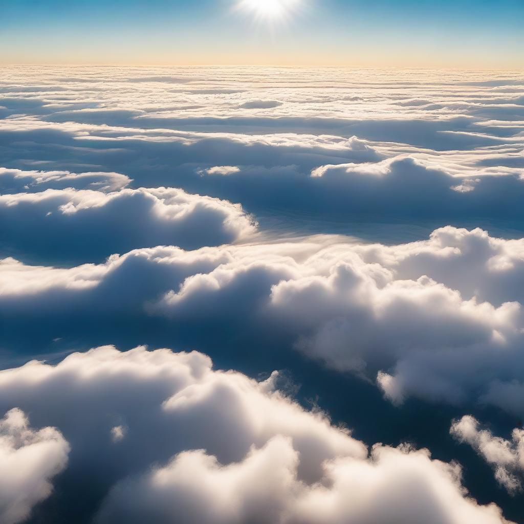 A breathtaking view of fluffy white clouds from above, as seen from an airplane window