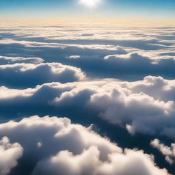 A breathtaking view of fluffy white clouds from above, as seen from an airplane window