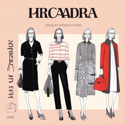 A detailed illustration showing Miuccia Prada's transformation of the luxury fashion industry through the brand Prada