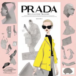 A detailed illustration showing Miuccia Prada's transformation of the luxury fashion industry through the brand Prada