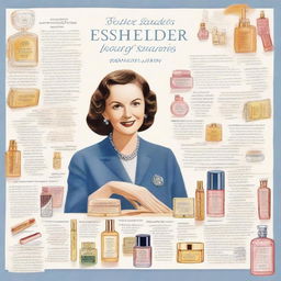 A detailed illustration of Estée Lauder's incredible journey from a poor girl to creating a beauty empire