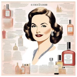 A detailed illustration of Estée Lauder's incredible journey from a poor girl to creating a beauty empire