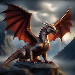 A detailed and majestic depiction of the dragon Vermithor, with large wings, sharp claws, and scales that glisten in the light