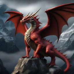 A detailed and majestic depiction of the dragon Vermithor, with large wings, sharp claws, and scales that glisten in the light