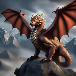 A detailed and majestic depiction of the dragon Vermithor, with large wings, sharp claws, and scales that glisten in the light