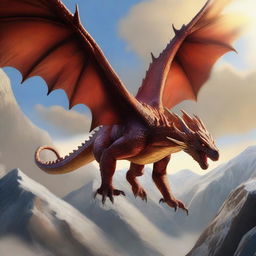 A detailed and majestic depiction of Vermithor, the fearsome dragon, soaring through the sky with its wings spread wide