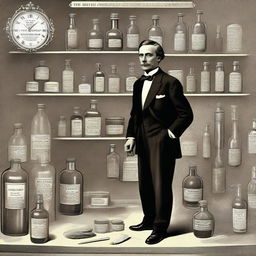 A detailed illustration of Eugène Schueller's journey from a poor boy to creating the L'Oréal empire