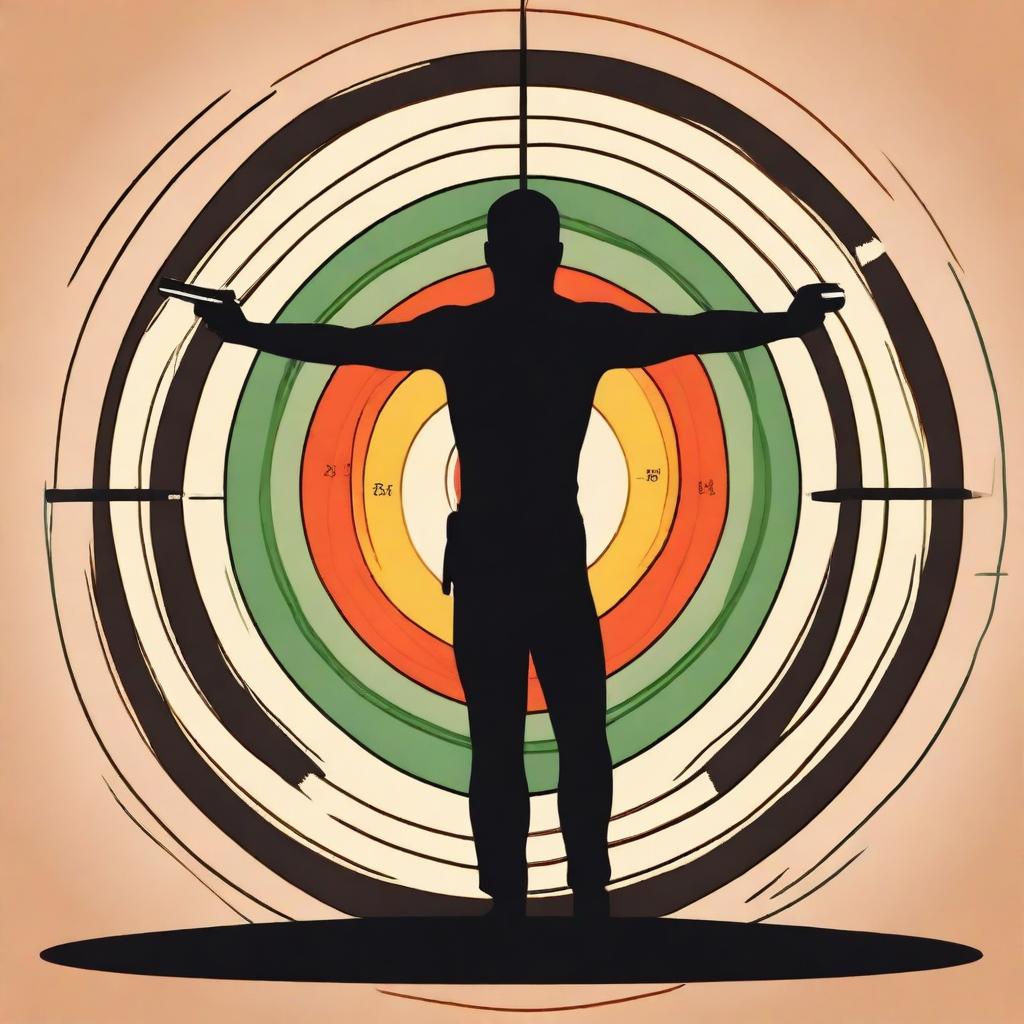 A silhouette figure standing in the center of a rifle target