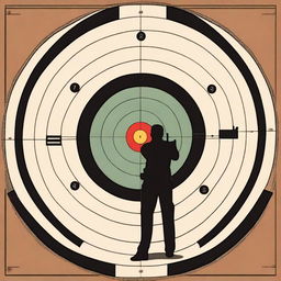 A silhouette figure standing in the center of a rifle target