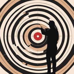 A silhouette figure standing in the center of a rifle target