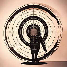 A silhouette figure standing in the center of a rifle target