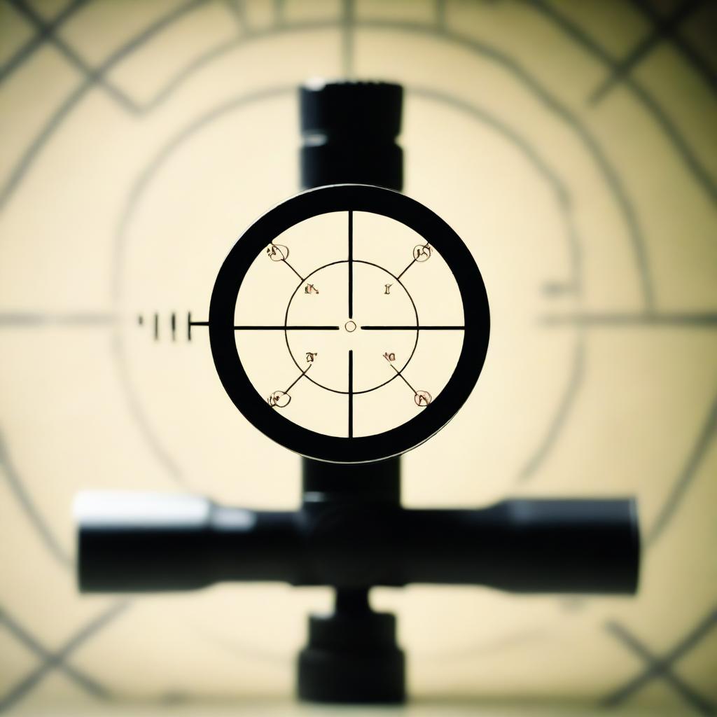 A clear and detailed view of a gun sight, showcasing the crosshairs and aiming mechanism with high precision