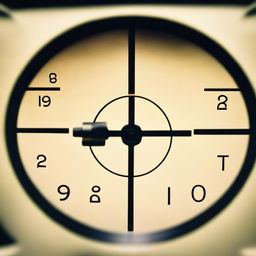 A clear and detailed view of a gun sight, showcasing the crosshairs and aiming mechanism with high precision