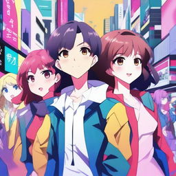 Create an AI-generated anime-style image featuring a vibrant and dynamic scene