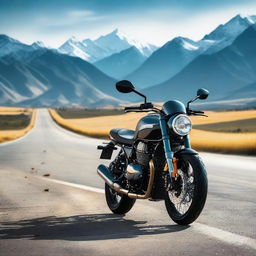 A high-quality image of a modern motorbike on an open road