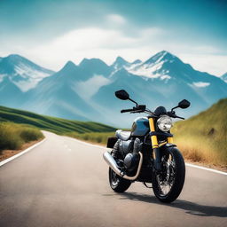 A high-quality image of a modern motorbike on an open road