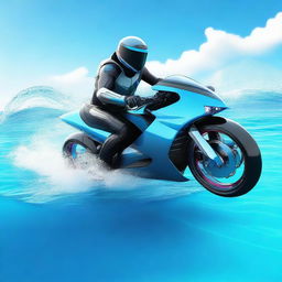 A futuristic water motorbike speeding across a crystal-clear ocean