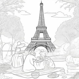 An enchanting image of Paris: Couples enjoying a picnic in front of the Eiffel Tower