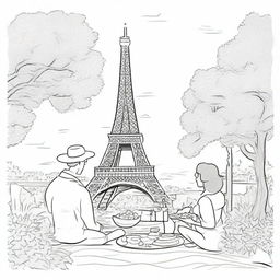 An enchanting image of Paris: Couples enjoying a picnic in front of the Eiffel Tower