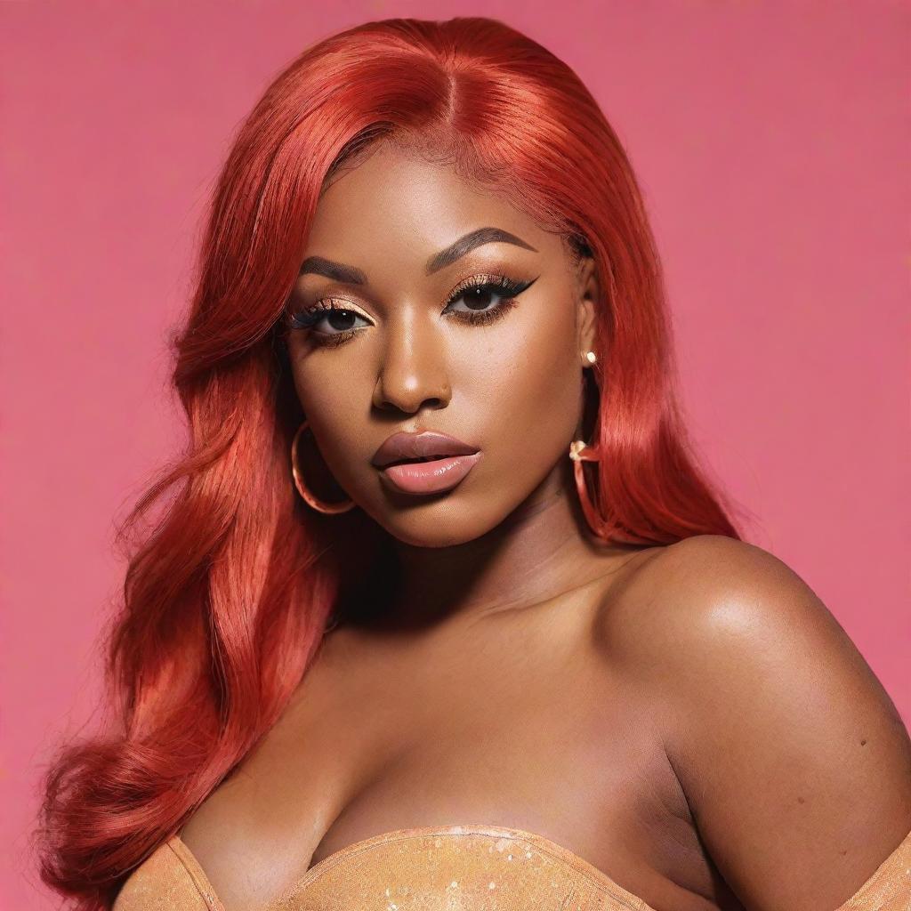 Generate a portrait of Megan Thee Stallion, vibrant with her characteristic style and charisma.