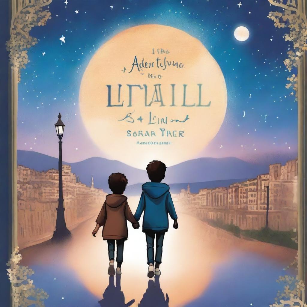 The book cover captures the essence of the adventure: under a starry sky, Lucas and Gabriel walk side by side, their hands intertwined, reflecting the bond and affection that unites them