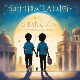 The book cover captures the essence of the adventure: under a starry sky, Lucas and Gabriel walk side by side, their hands intertwined, reflecting the bond and affection that unites them