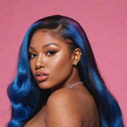 Generate a portrait of Megan Thee Stallion, vibrant with her characteristic style and charisma.