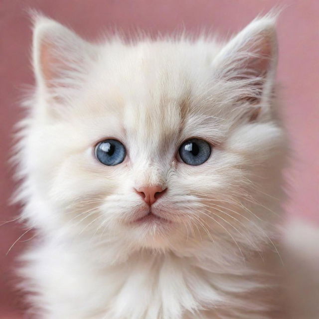 Generate a heartwarming image of a cute, fluffy kitten with sparkling eyes.