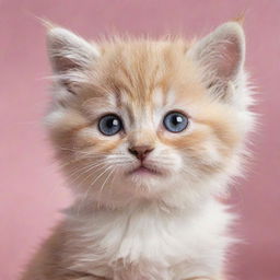 Generate a heartwarming image of a cute, fluffy kitten with sparkling eyes.