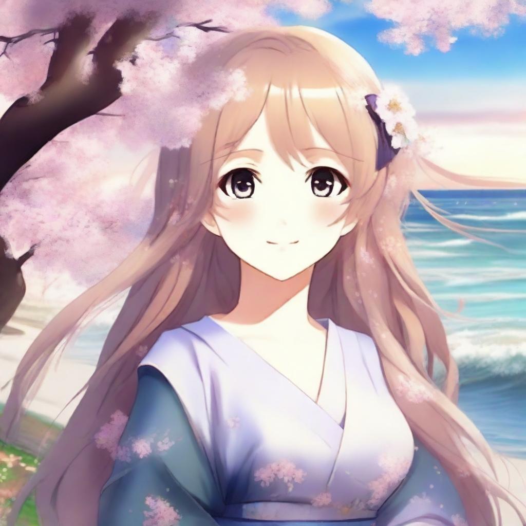 Create an image of a beautiful anime waifu character