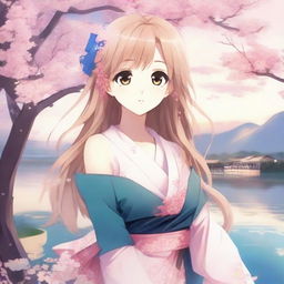 Create an image of a beautiful anime waifu character