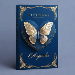 A simple deep blue fantasy and romance novel cover with the title 'El corazón de la cúpula' in golden lettering