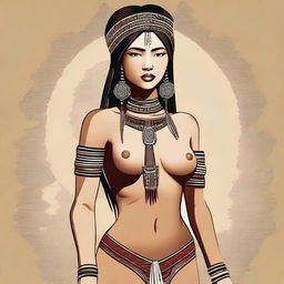 An elegant and confident native beauty wearing an erotic outfit