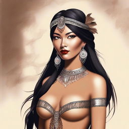 An elegant and confident native beauty wearing an erotic outfit